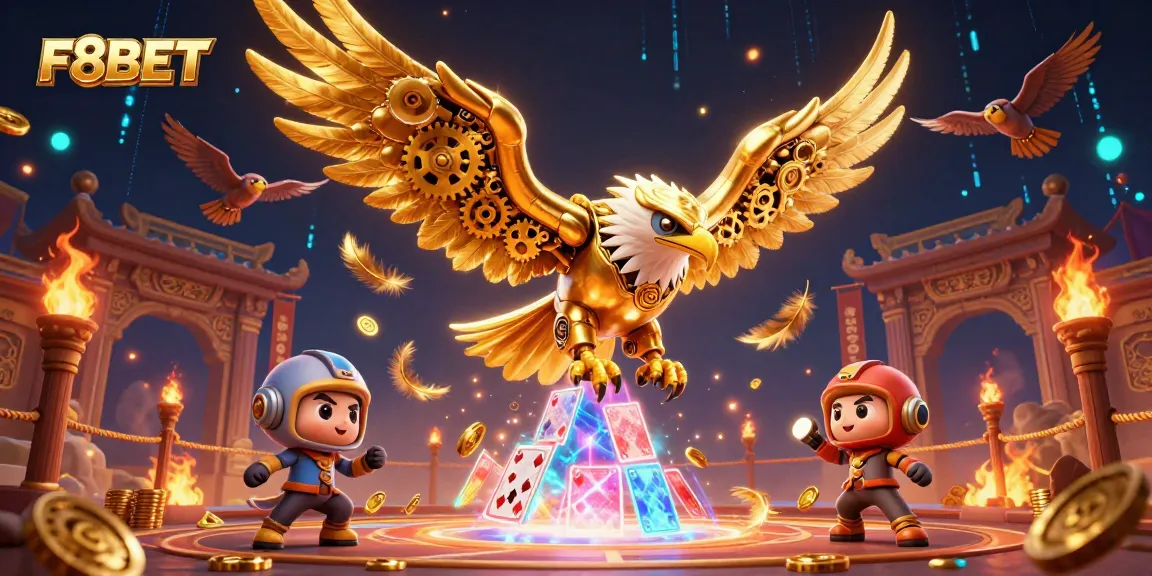 Experience thrilling gameplay at F8BET with a vivid scene featuring a golden eagle surrounded by casino elements.