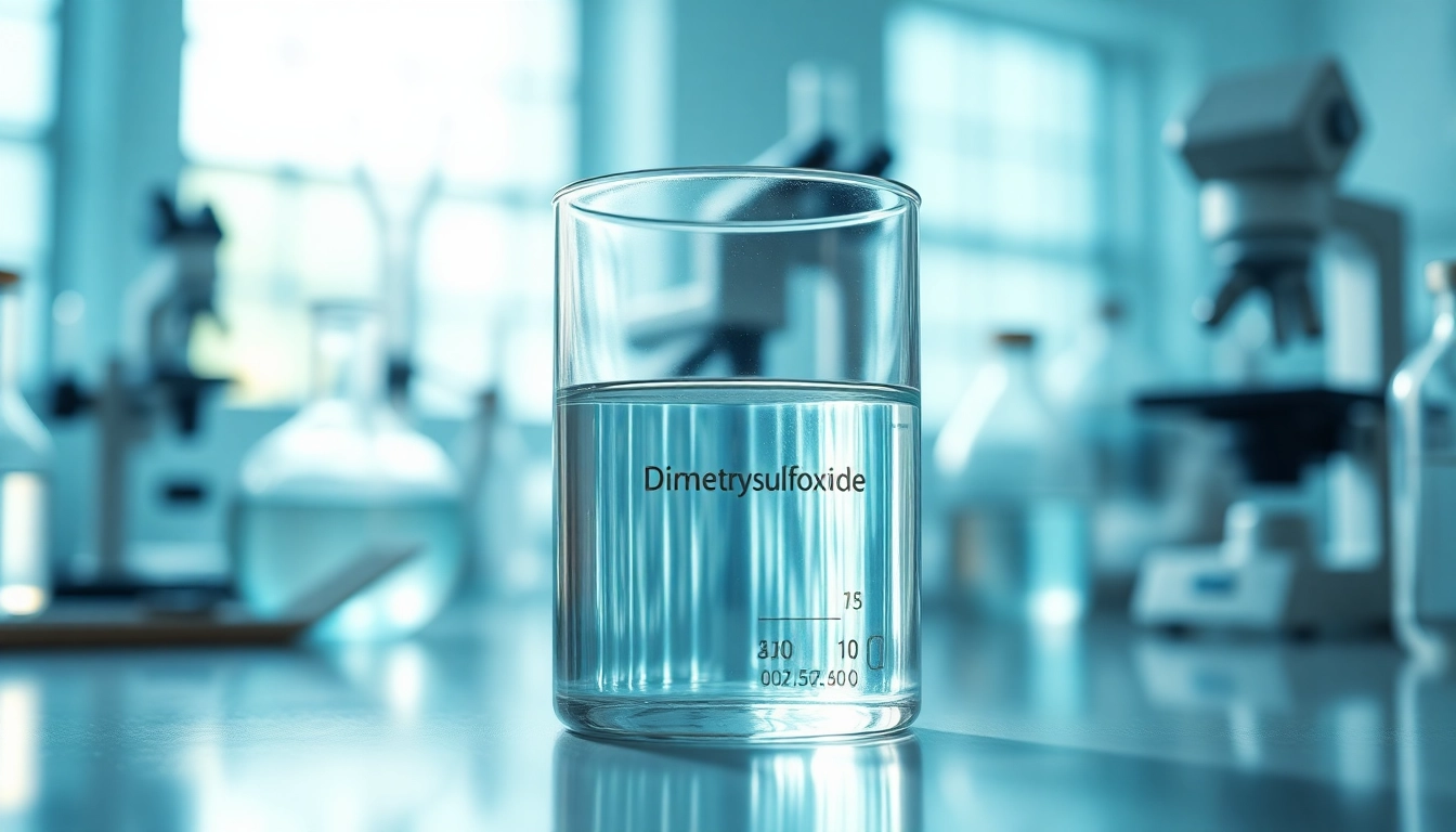 Examining dimethylsulfoxide in a laboratory with scientific tools and natural light.