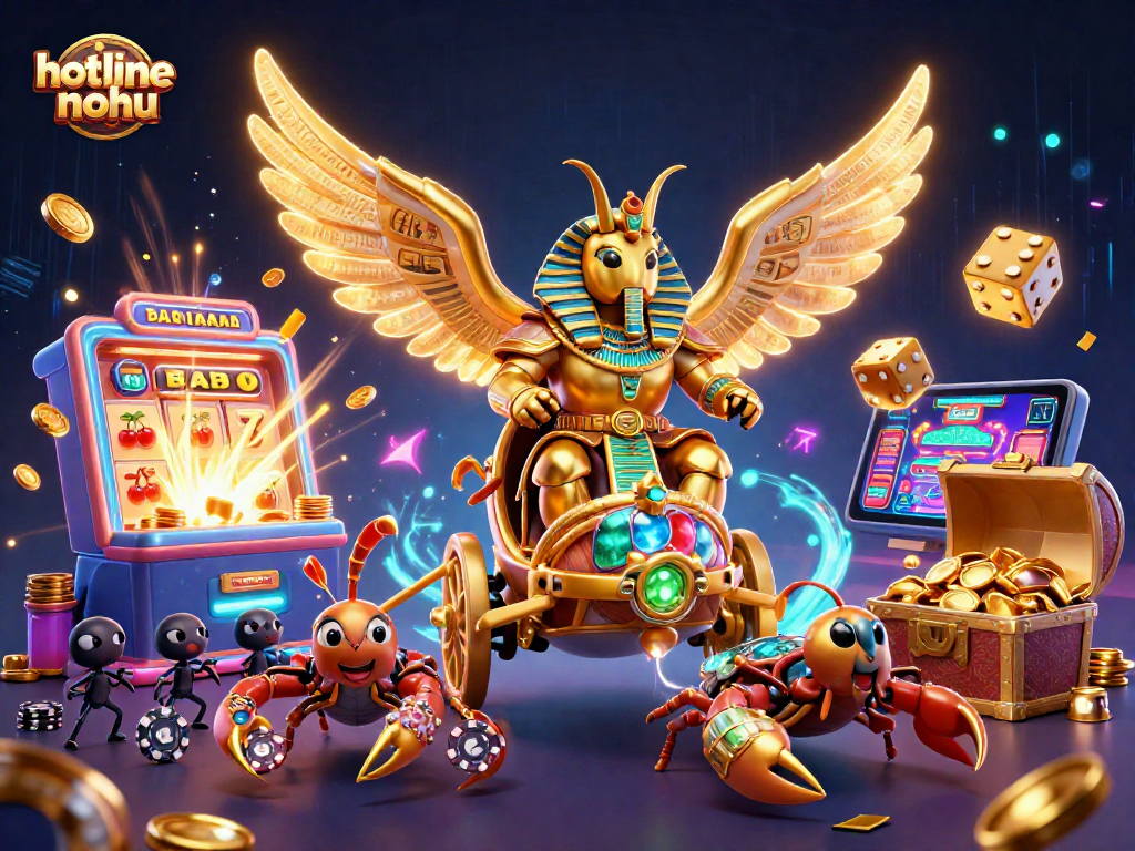 Engage in thrilling gameplay at hotline-nohu with a dynamic casino scene featuring fortune symbols and characters