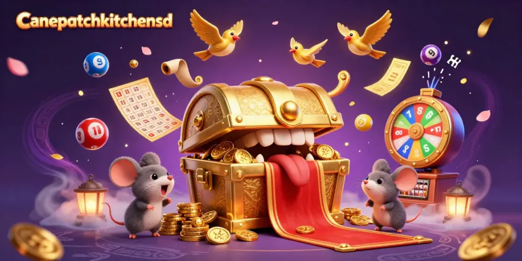 Win big with canepatchkitchensd in this vibrant 3D casino-themed illustration showcasing slot machines and dynamic game elements.