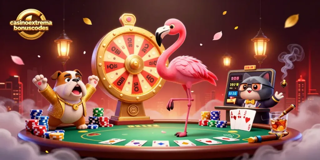 Engaging casinoextremebonuscodes illustration showcasing fun characters and dynamic gaming elements.