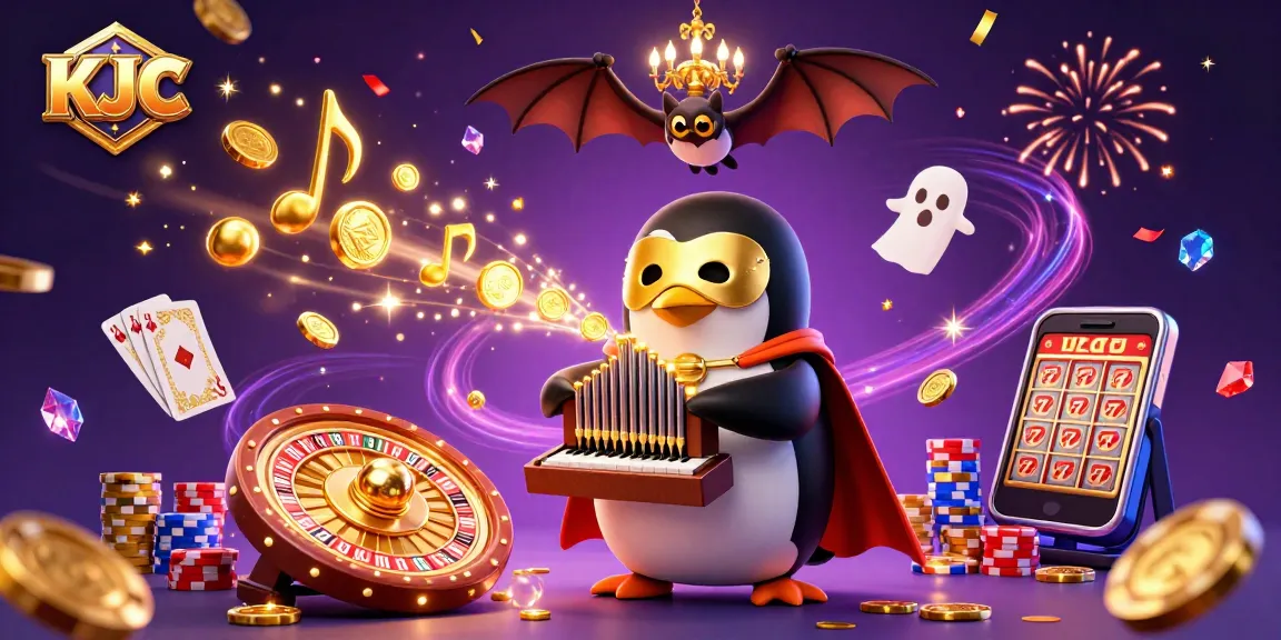 KJC redefines online gaming with golden coins cascading around a charismatic penguin organist.