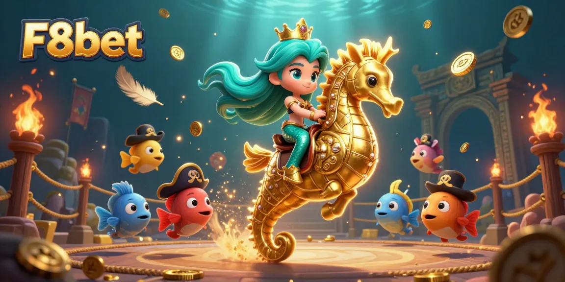Engage with F8bet's thrilling underwater casino adventure featuring vibrant 3D characters and enticing game elements.