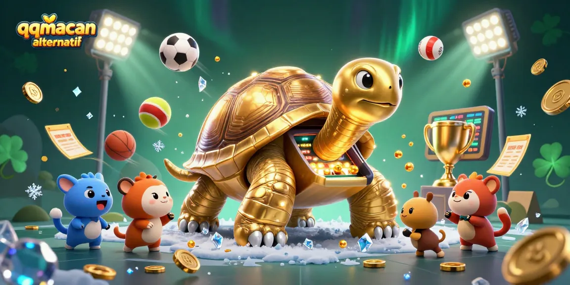 Engage in thrilling gameplay at qqmacan alternatif with a dynamic 3D casino scene filled with sports energy.