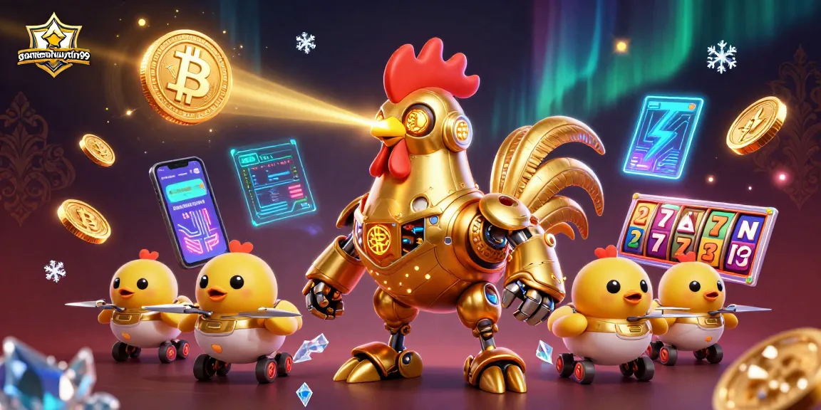 Engage with gamenohuuytin99 to win big at the dynamic retro-futuristic casino scene filled with colorful slot reels.