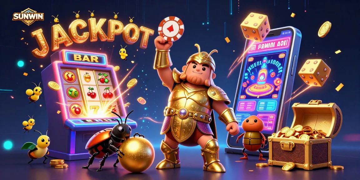SUNWIN champions celebrate a jackpot with dazzling coins and vibrant energy in this dynamic casino scene