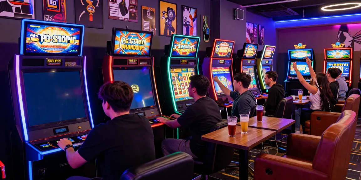 Players experiencing PG SLOT excitement in a vibrant gaming lounge.