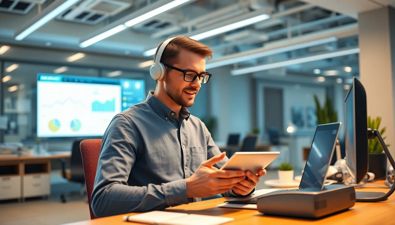 Klipy.ai features a dynamic AI sales assistant enhancing productivity in a modern office.