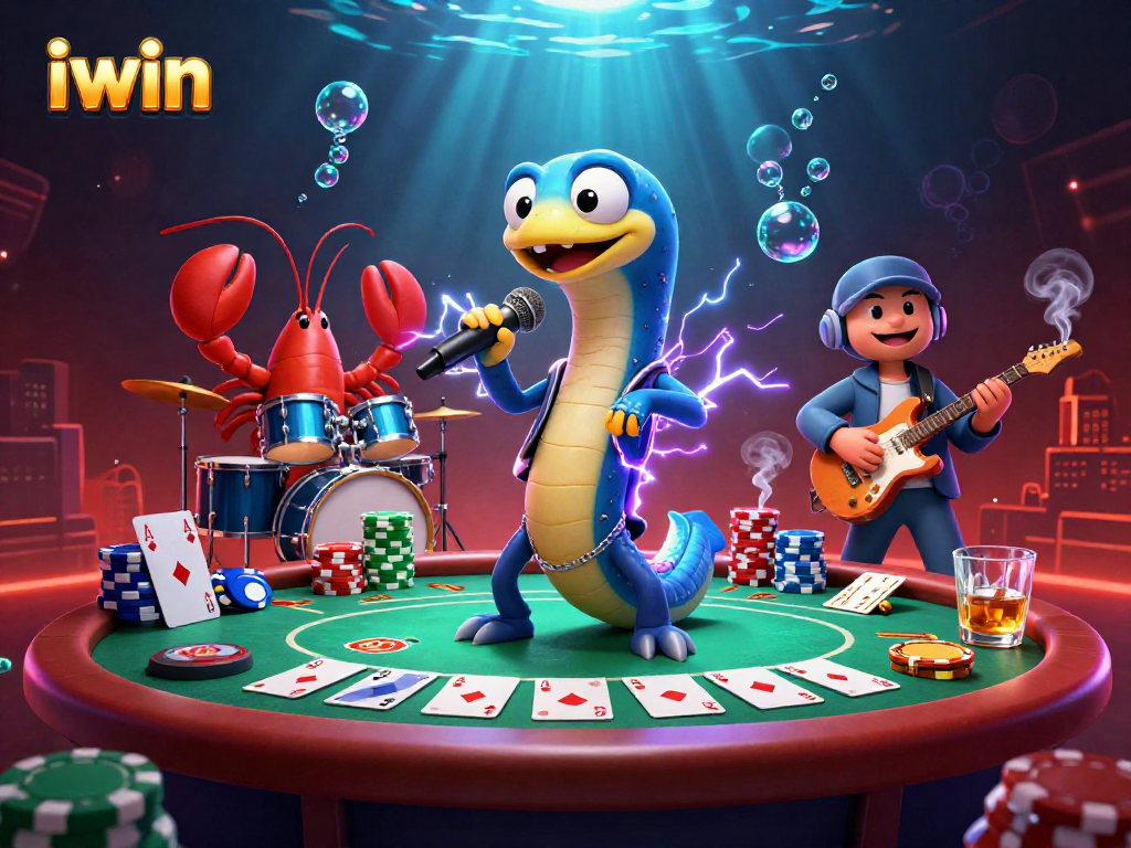 Join the iwin underwater casino party with dynamic characters and vibrant poker elements!