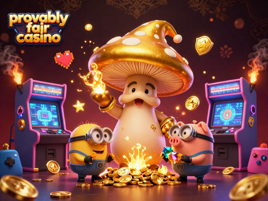 Experience the excitement of a provably fair casino with our vibrant gold-themed gaming scene.