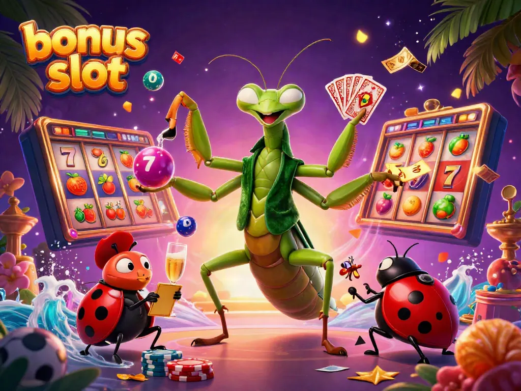 Experience thrilling gameplay featuring bonus slot elements with dynamic characters and vibrant casino visuals.