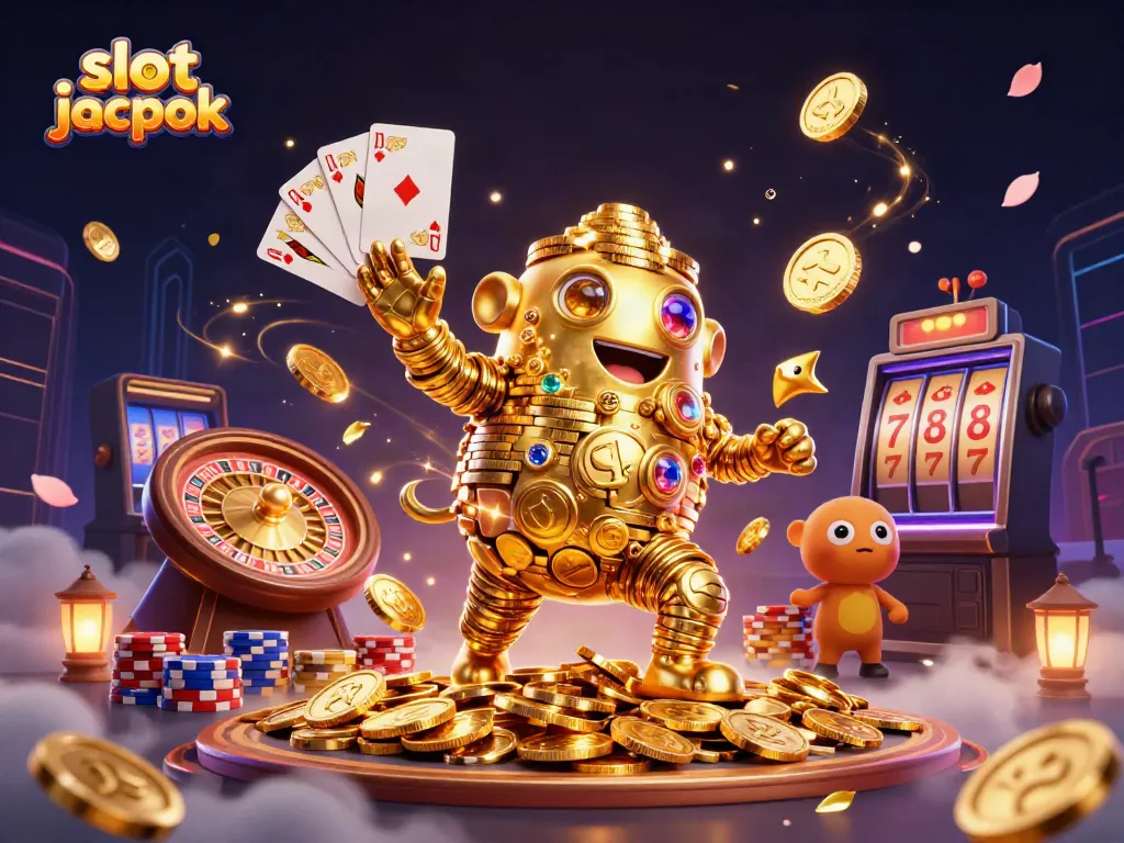 Experience the thrill of winning a slot jackpot in this dynamic casino-themed illustration.