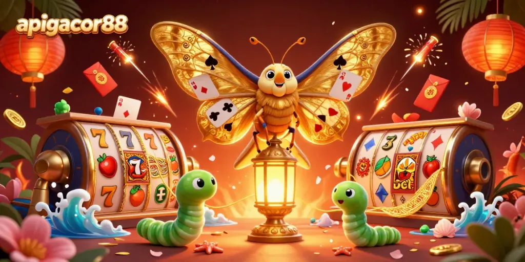 Experience the exciting world of apigacor88 with vibrant casino scenes in a rich 3D illustration