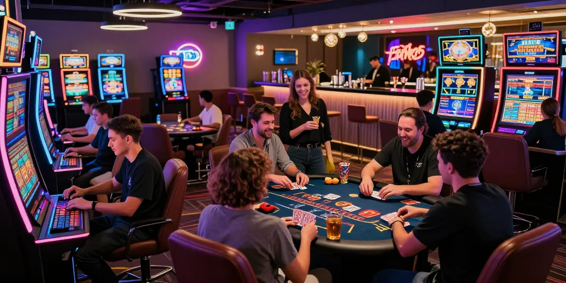 Exciting crypto casino gaming scene with players enjoying vibrant slot machines