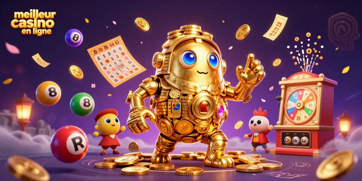 Découvrez les joyaux du meilleur casino en ligne avec des éléments de loterie et un golem doré.