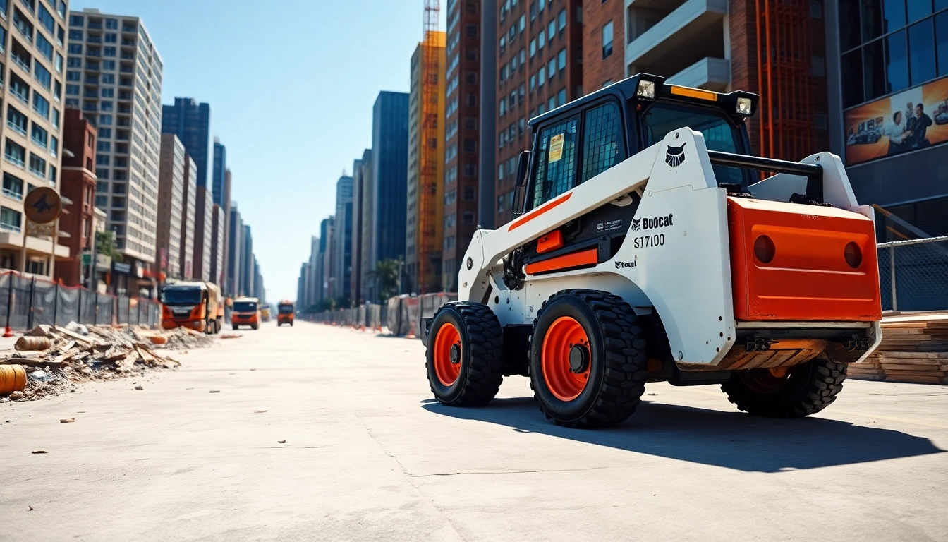 Bobcat loader operating on a construction site, showcasing its power and efficiency.