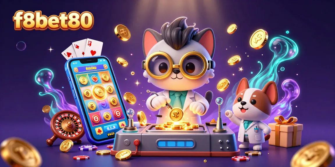 Experience the excitement of f8bet80 with golden coins and dynamic slot games in a vibrant casino setting.
