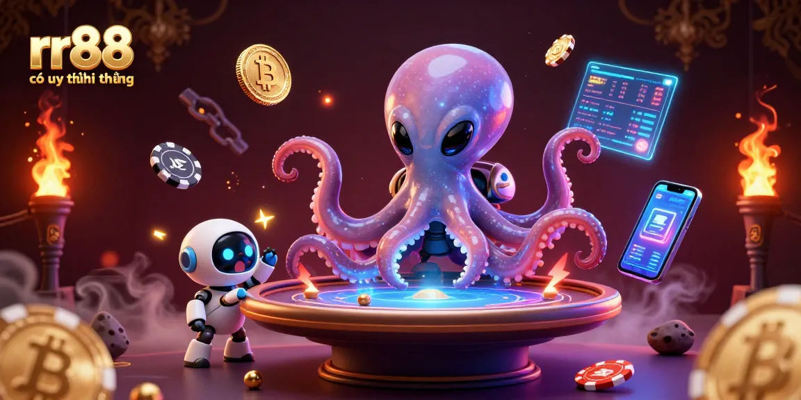 Engage with rr88 có uy tín không while exploring vibrant 3D casino adventures with a cosmic octopus.