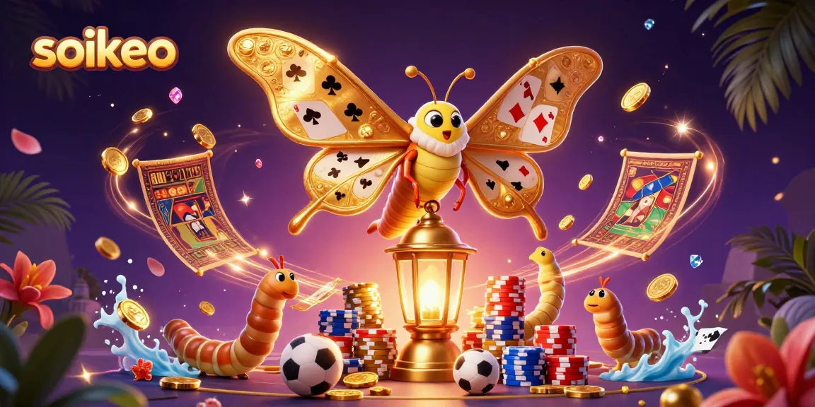 Engage in thrilling sports betting action with soikeo, featuring dynamic scenes of sports, coins, and cards.