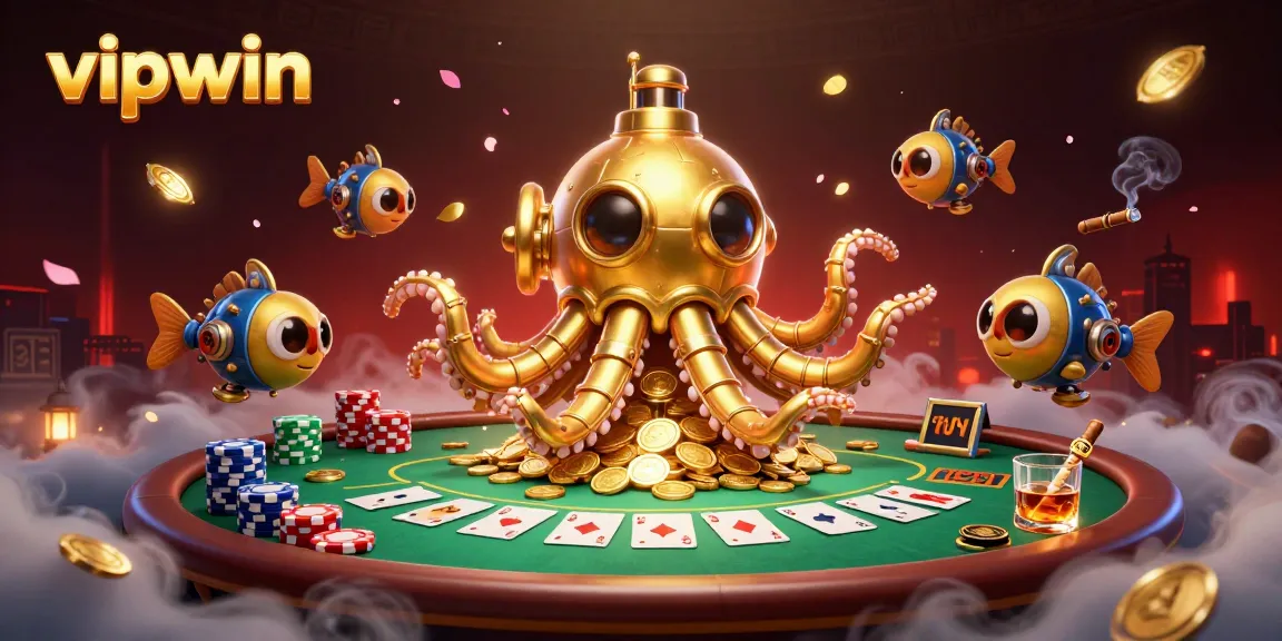 Win big with vipwin as the golden kraken emerges in a vibrant casino scene.