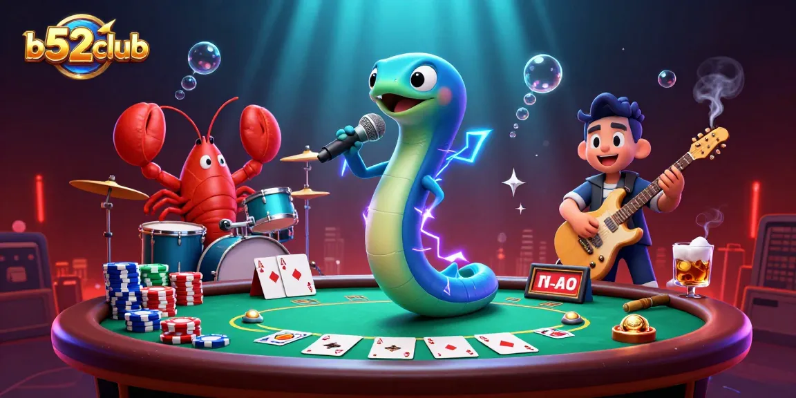 B52club engages players with dynamic underwater casino scene showcasing 3D characters and colorful poker elements.