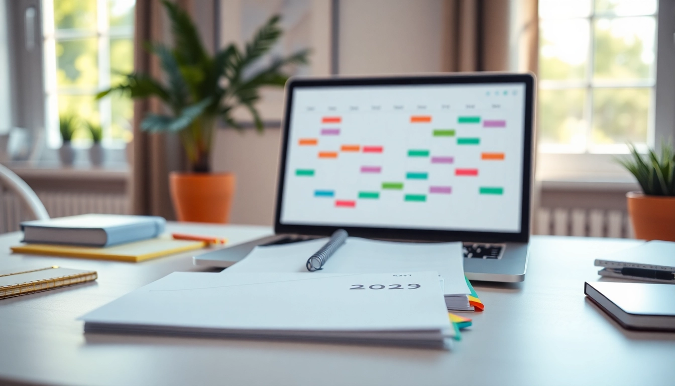 Enhance Effortless Daily Organization with a serene workspace featuring a planner and digital tools.